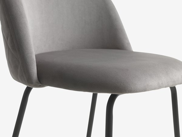 Bar stool GRINDSTED velvet grey/black