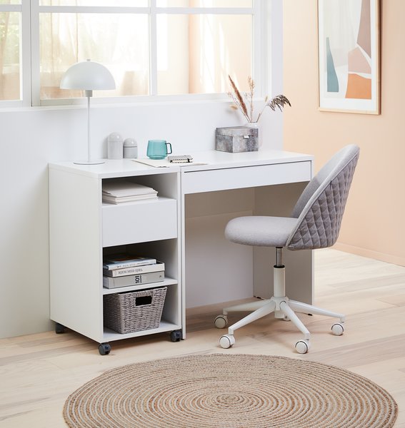 Židle k psacímu stolu KOKKEDAL šedý potah/bílá