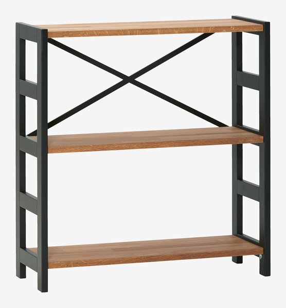 Étagère INTRUP large 3 tablettes chêne naturel/noir