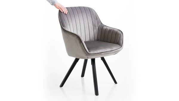 Fauteuil ONSEVIG velours gris/noir