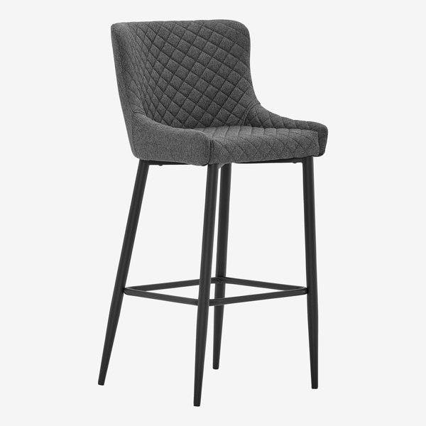 Barová židle PEBRINGE s opěrátkem šedý potah/černá