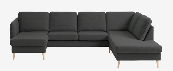 Γωνιακός καναπές AARHUS δεξ. σκούρο γκρι ύφασμα
