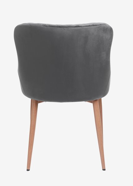 Sedia PEBRINGE velluto grigio/color rovere
