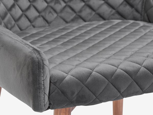 Chaise PEBRINGE velours gris/chêne