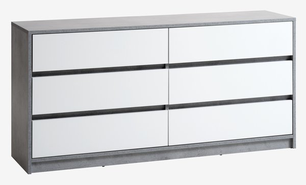 3+3 drawer chest BILLUND white/concrete