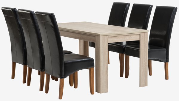 HASLUND H160 asztal tölgy + 4 BAKKELY szék barna