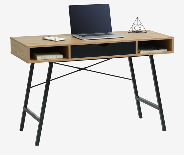 Bureau ABBETVED 48x120 licht eiken kleur/zwart