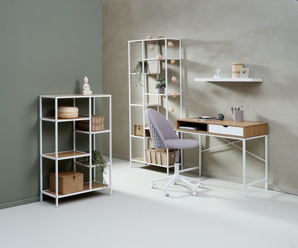 Schreibtischstuhl KOKKEDAL Stoff grau/weiß