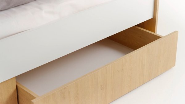 Bed w/storage BILLUND Single white/oak