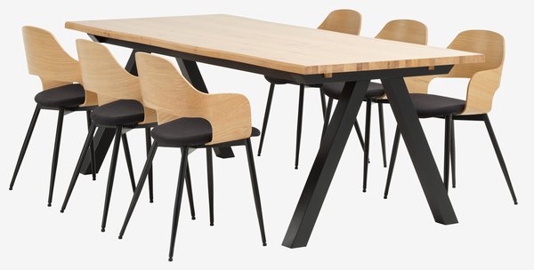 Ruokapöydän tuoli HVIDOVRE tammi/musta kangas