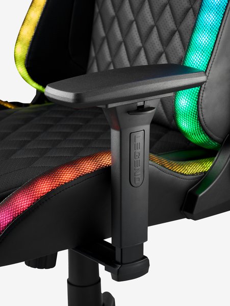Геймърски стол RANUM с LED черна изкуствена кожа