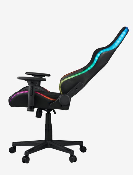 Καρέκλα gaming RANUM με LED μαύρη δερματίνη