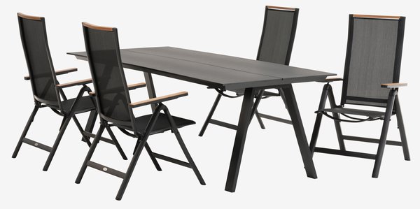 FAUSING Μ220 τραπέζι + 4 BREDSTEN καρέκλες μαύρο