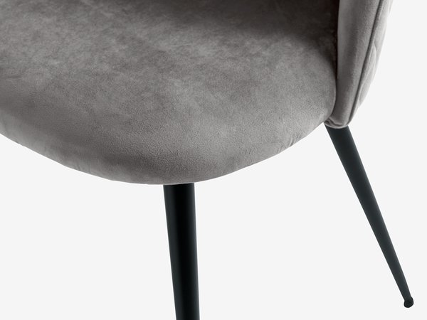 Dining chair KOKKEDAL velvet grey/black