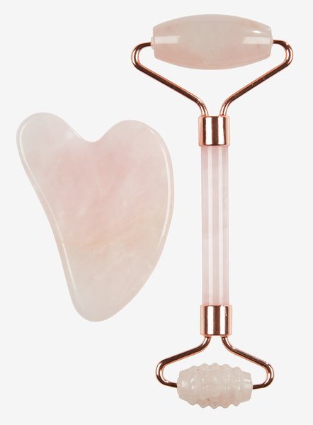 Rullo per viso e accessorio massaggi in pietra VALLSTA rosa