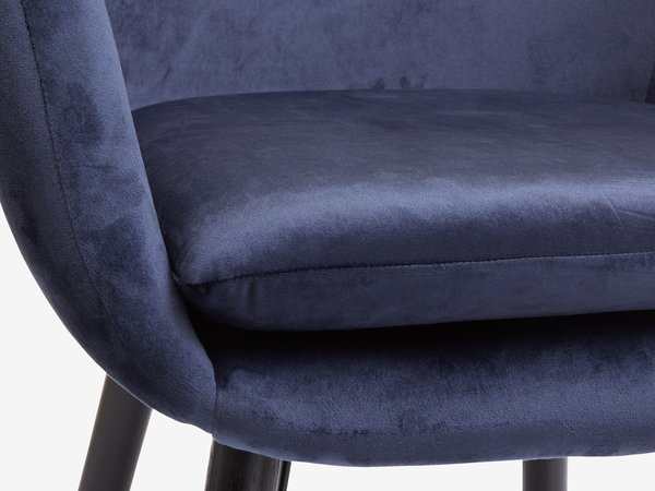 Fauteuil UDSBJERG velvet blauw/zwart