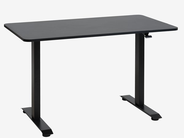 Bureau ajustable avec vérin à gaz ASSENTOFT 70x130 noir