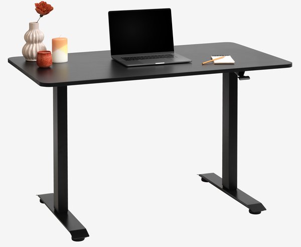 Bureau ajustable avec vérin à gaz ASSENTOFT 70x130 noir