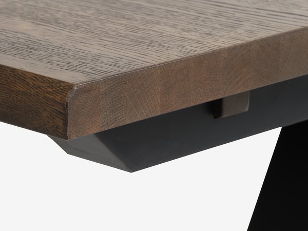 SANDBY L160 Tisch dunkel Eiche + 4 ROSTRUP sand/schwarz