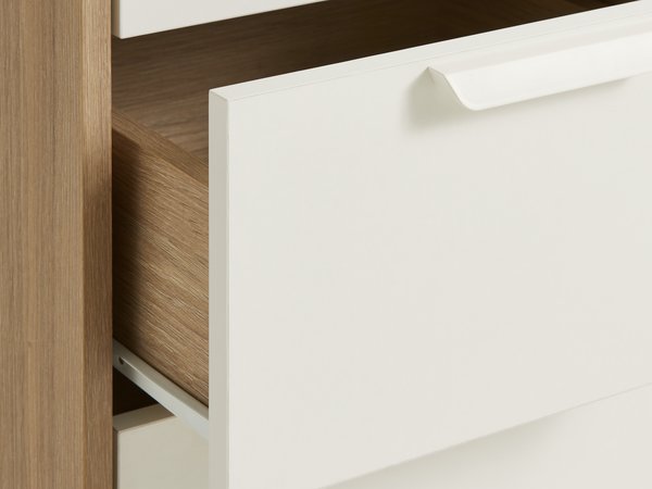 Commode JENSLEV 4 tiroirs 1 porte chêne/blanc