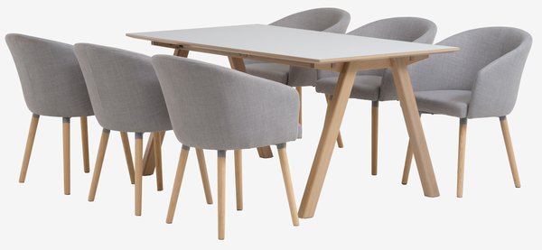 EGEBJERG D250 stôl svetlosivá + 4 KLOSTER stoličky sivá