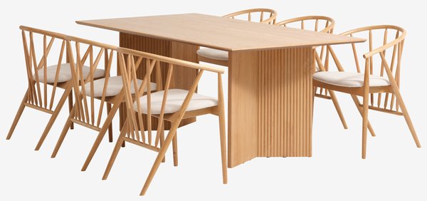 VESTERBORG L200 Tisch Eiche + 4 ARNBORG Stühle Eiche