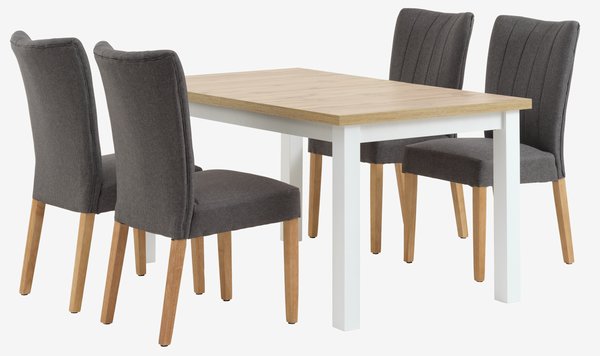 MARKSKEL L150/193 table + 4 NORDRUP chairs grey