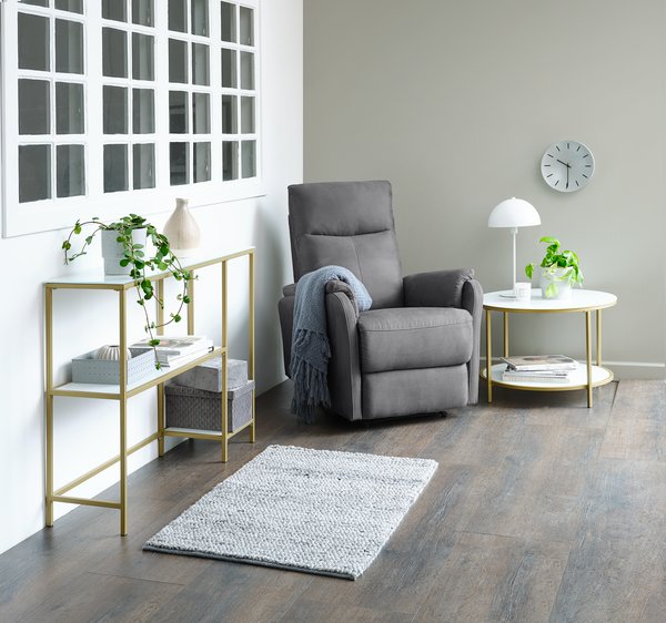 Sofabord GADEVANG Ø65 m/hylle hvit/gull
