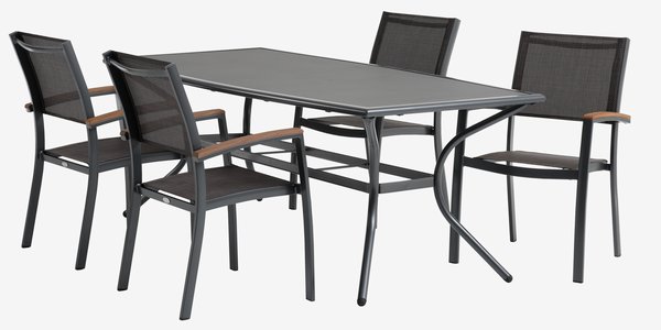 LARVIK D200 stôl + 4 MADERNE stolička sivá