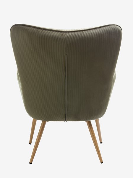 Кресло HUNDESTED зелено кадифе/цвят дъб