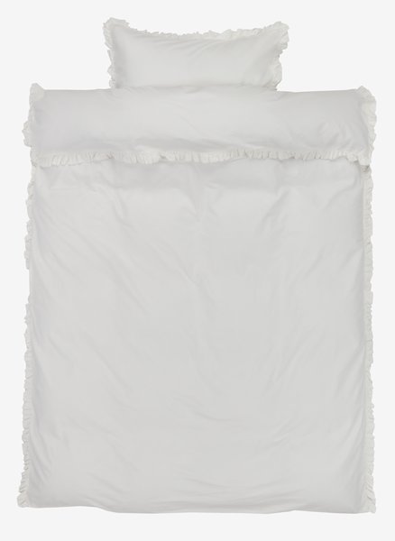 Parure de lit en coton lavé ELMA 160x210 blanc