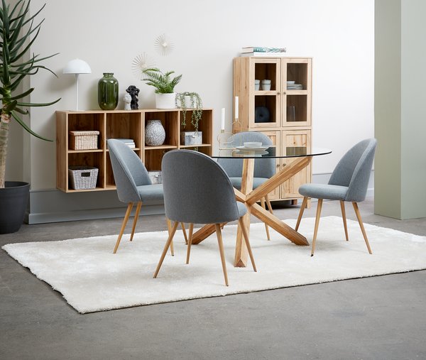 AGERBY D119 table oak + 4 KOKKEDAL chairs grey/oak