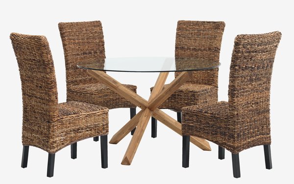 AGERBY ÁTM119 asztal tölgy + 4 TORRIG szék natúr/barna