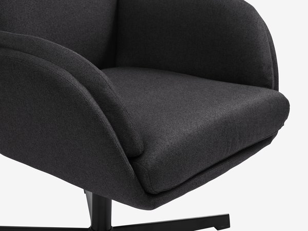 Fauteuil avec repose-pieds TANKEDAL tissu gris foncé