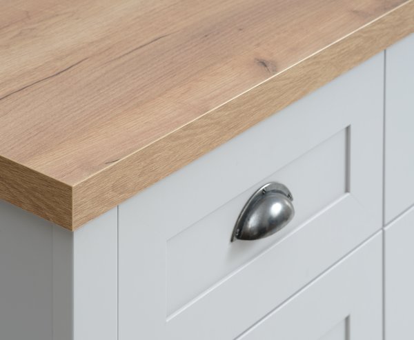 Sideboard MARKSKEL 3 doors light grey/oak colour