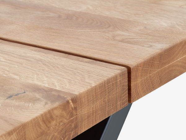 Eettafel ROSKILDE/ROSLEV 95×200 naturel eiken/zwart