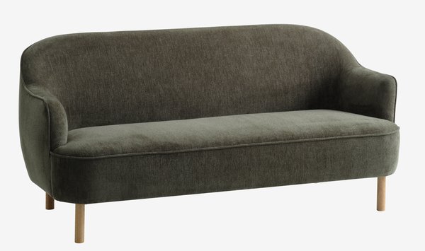 Sofa BREDAL 2,5 seter olivengrønn stoff/eikefarget