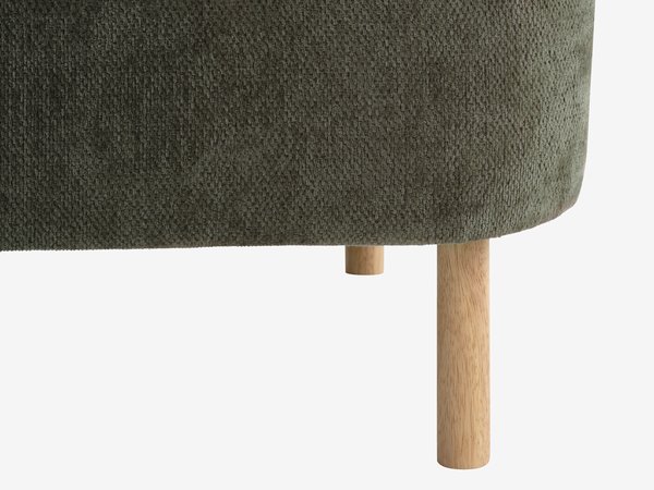 Sofa BREDAL 2,5 seter olivengrønn stoff/eikefarget