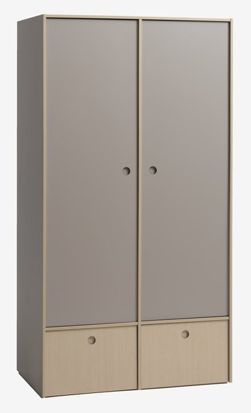 Garderobeskab ANNISSE 105x200 2 låger grå/natur