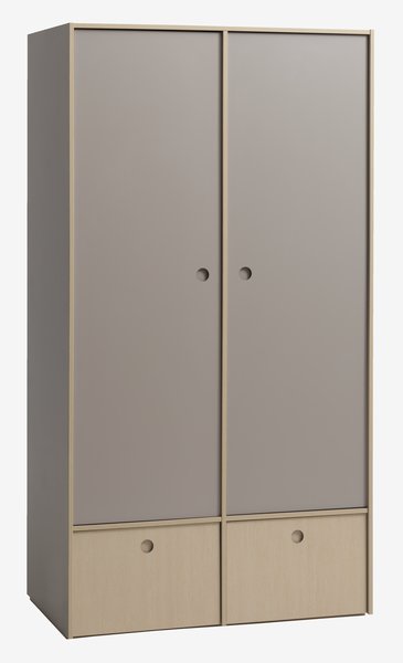 Kleiderschrank ANNISSE 107x200 2 Türen grau/natur