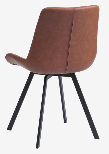Jídelní židle HYGUM otočná koňaková koženka/černá