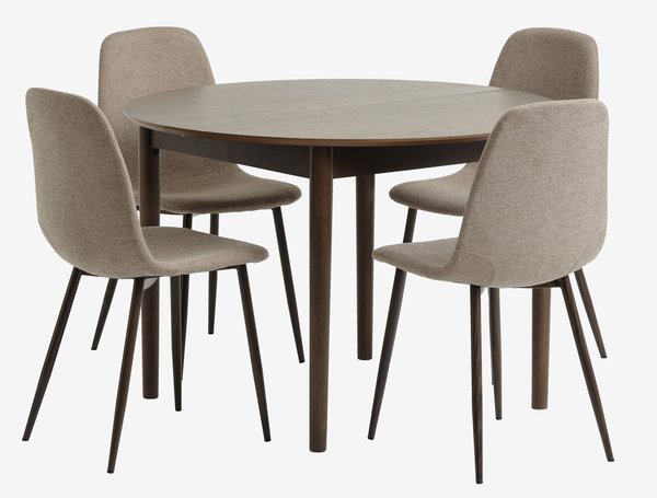 MARSTRAND D110 table dark oak + 4 JONSTRUP chairs beige