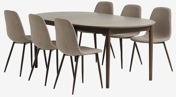 MARSTRAND D110 table dark oak + 4 JONSTRUP chairs beige