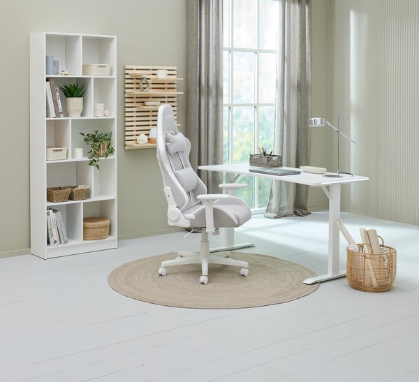 Gaming chair NIBE white beige fabric JYSK