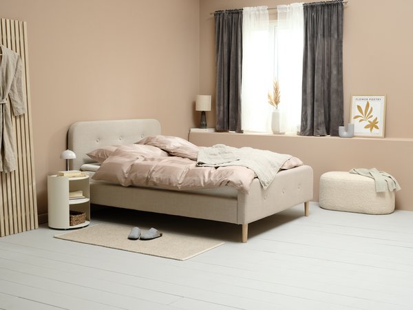 Sengeramme KONGSBERG 150x200cm beige stoff