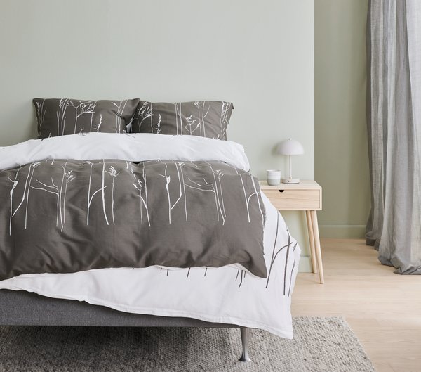 Parure de lit en satin NORDIC 160x210 gris/blanc
