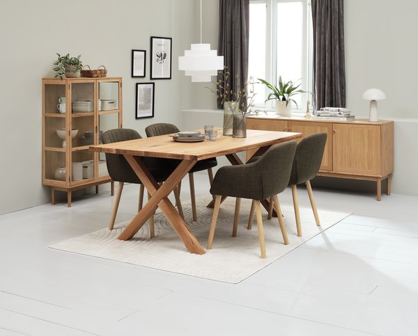 GRIBSKOV L180 table oak + 4 ADSLEV chairs olive