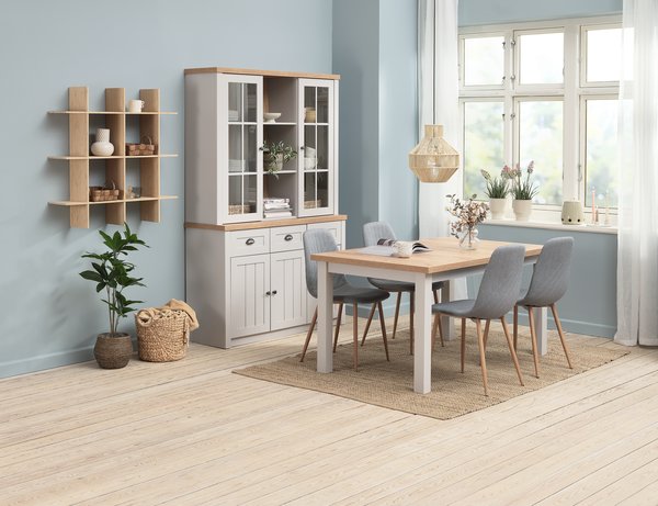 Sideboard MARKSKEL 3 doors light grey/oak colour