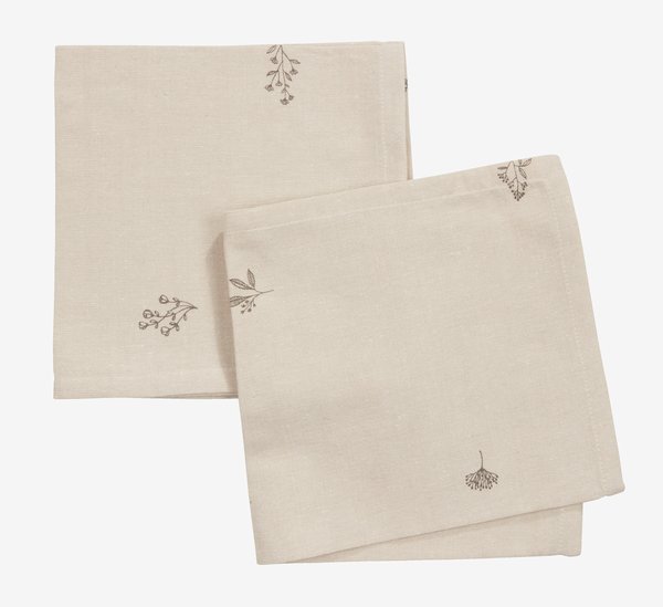 Cloth napkin ENGFIOL 40x40 beige/grey pack of 2
