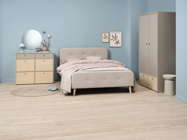 Bed frame KONGSBERG King beige fabric